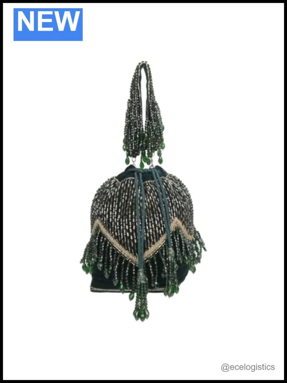 Beaded Potli Bag Drawstring Clutch Crystal Embellished Evening Bag Velvet Silk